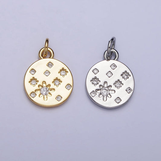 18k gold filled micro paved cz star charm coin charm celestial jewelry inspired | ac984