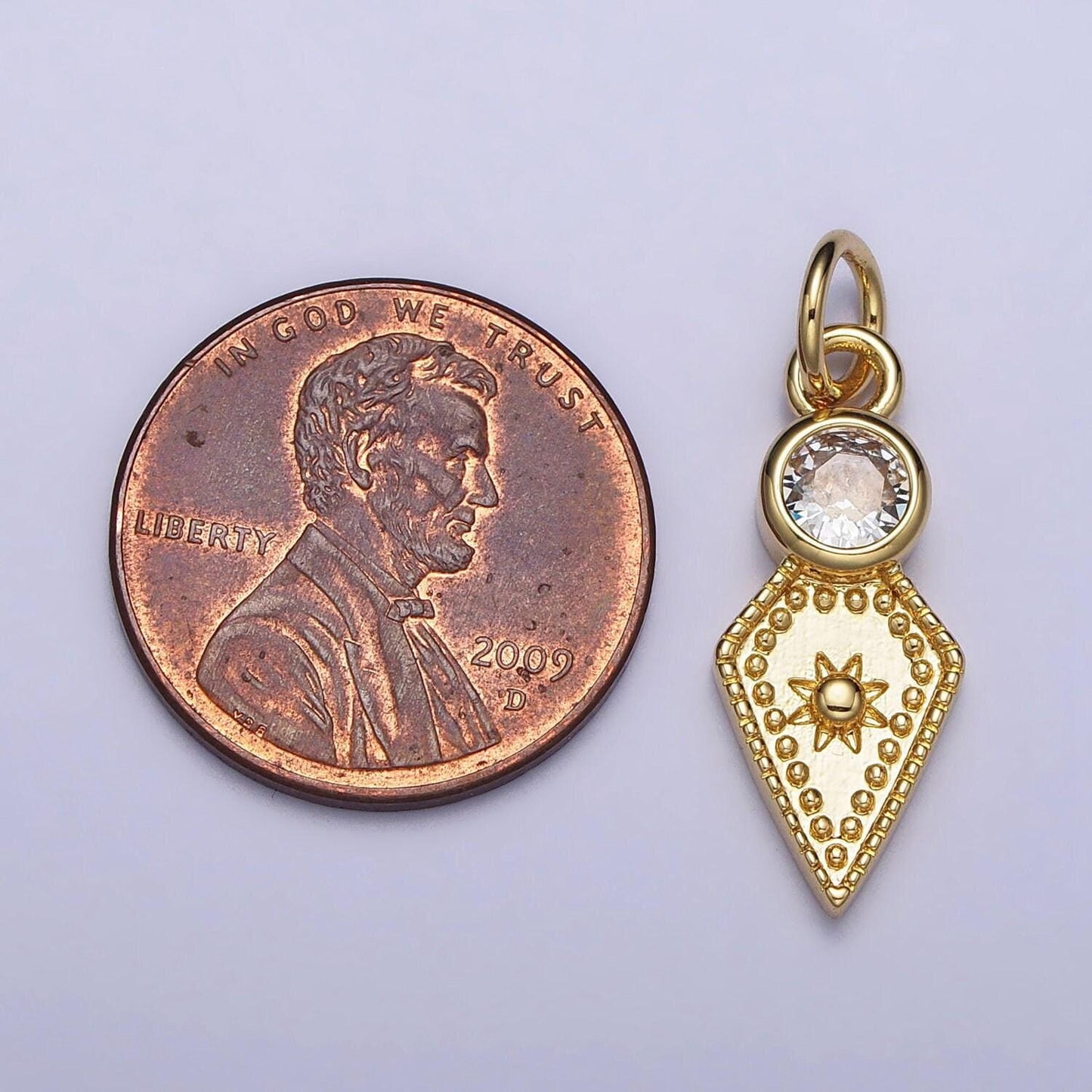 18k gold filled micro paved cz shield arrow tip charm star charm geometric jewelry inspired | ac980