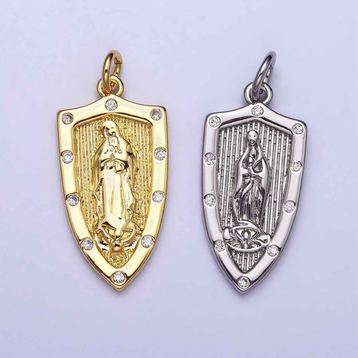 Small virgin mother mary miraculous medal gold fill 18k gold filled pendant charm religious charm medallion catholic charm ac975
