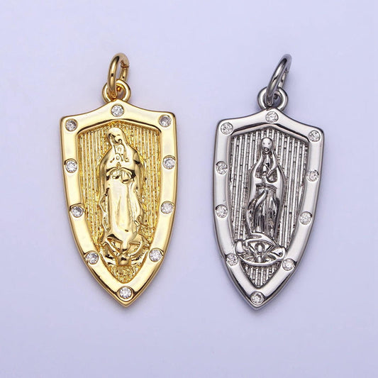 Small virgin mother mary miraculous medal gold fill 18k gold filled pendant charm religious charm medallion catholic charm ac975