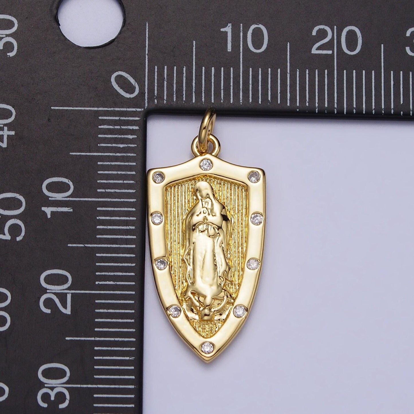 Small virgin mother mary miraculous medal gold fill 18k gold filled pendant charm religious charm medallion catholic charm ac975