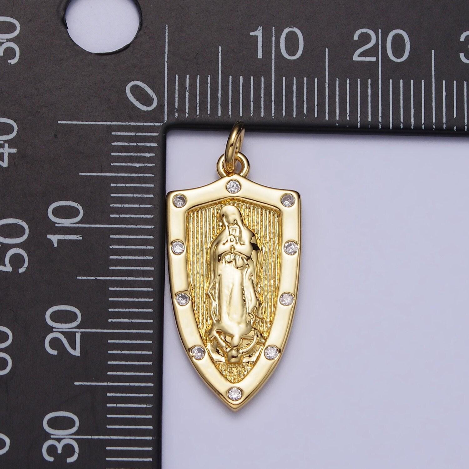 Small virgin mother mary miraculous medal gold fill 18k gold filled pendant charm religious charm medallion catholic charm ac975