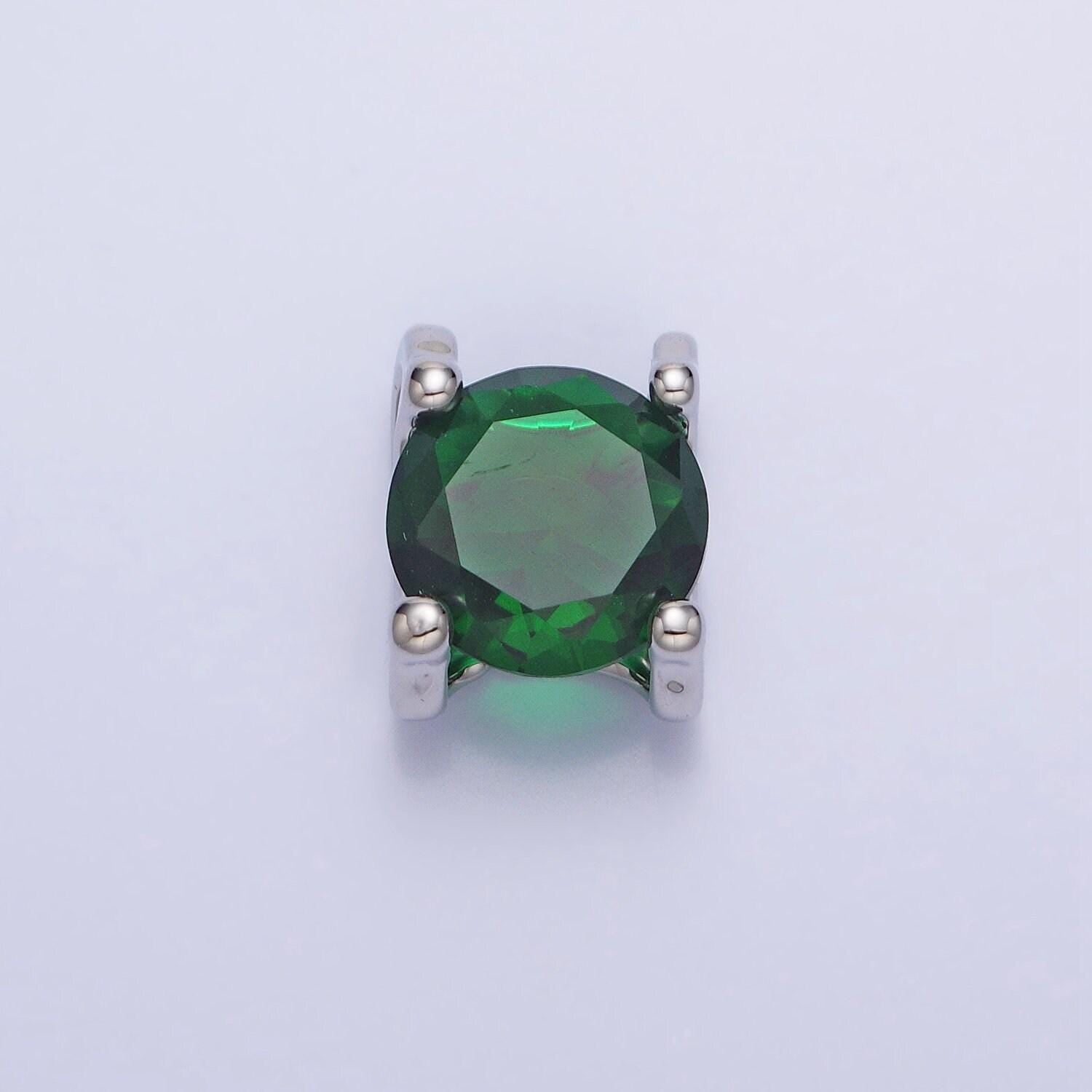 16k gold filled emerald green birthday may birthstone 12mm add-on charm in silver & gold | ac400 ac9513