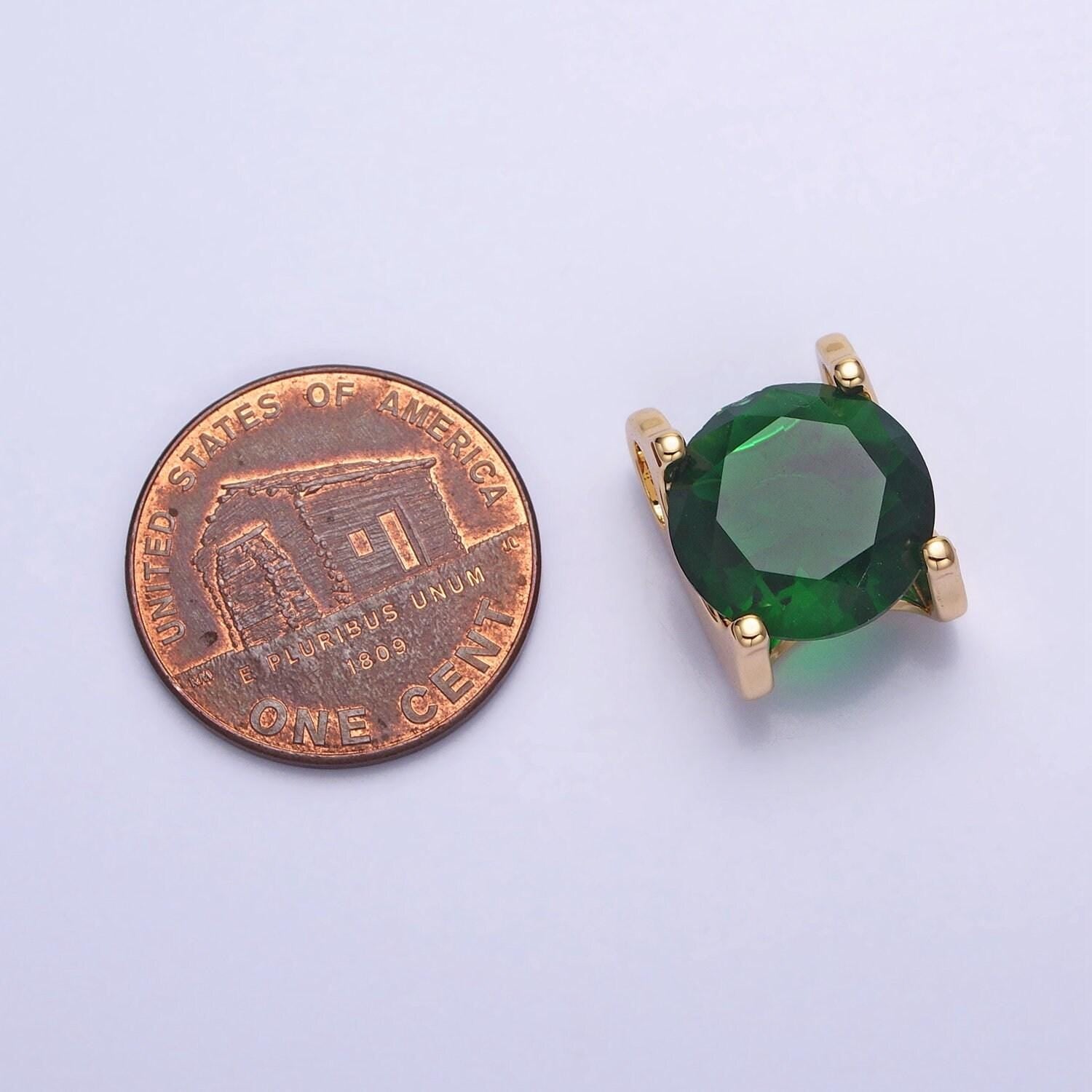 16k gold filled emerald green birthday may birthstone 12mm add-on charm in silver & gold | ac400 ac9513
