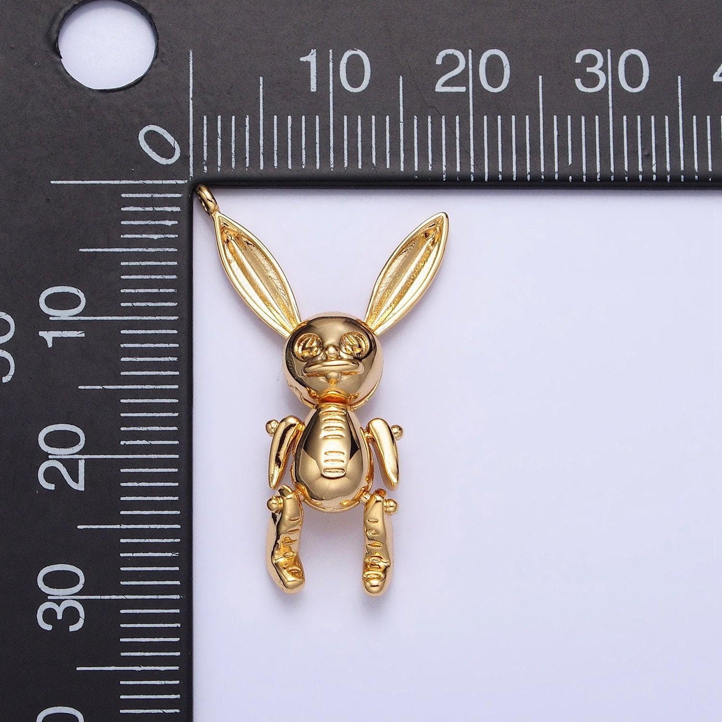 Dainty gold creepy easter dead rabbit pendant 3d bunny charm silver plated dangle charm for halloween jewelry inspired charm ac937
