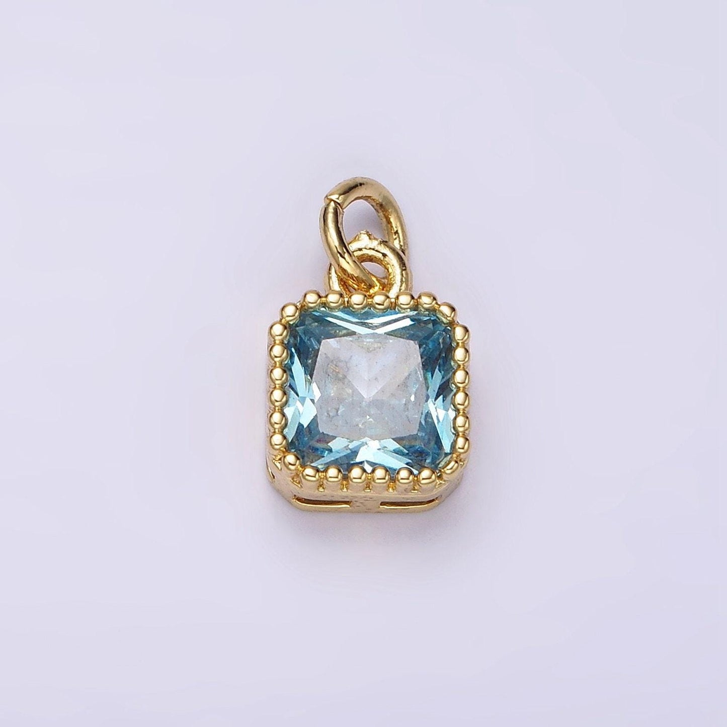Mini gold filled blue square cubic zirconia charm for add on charm earring bracelet necklace earring component | ac917
