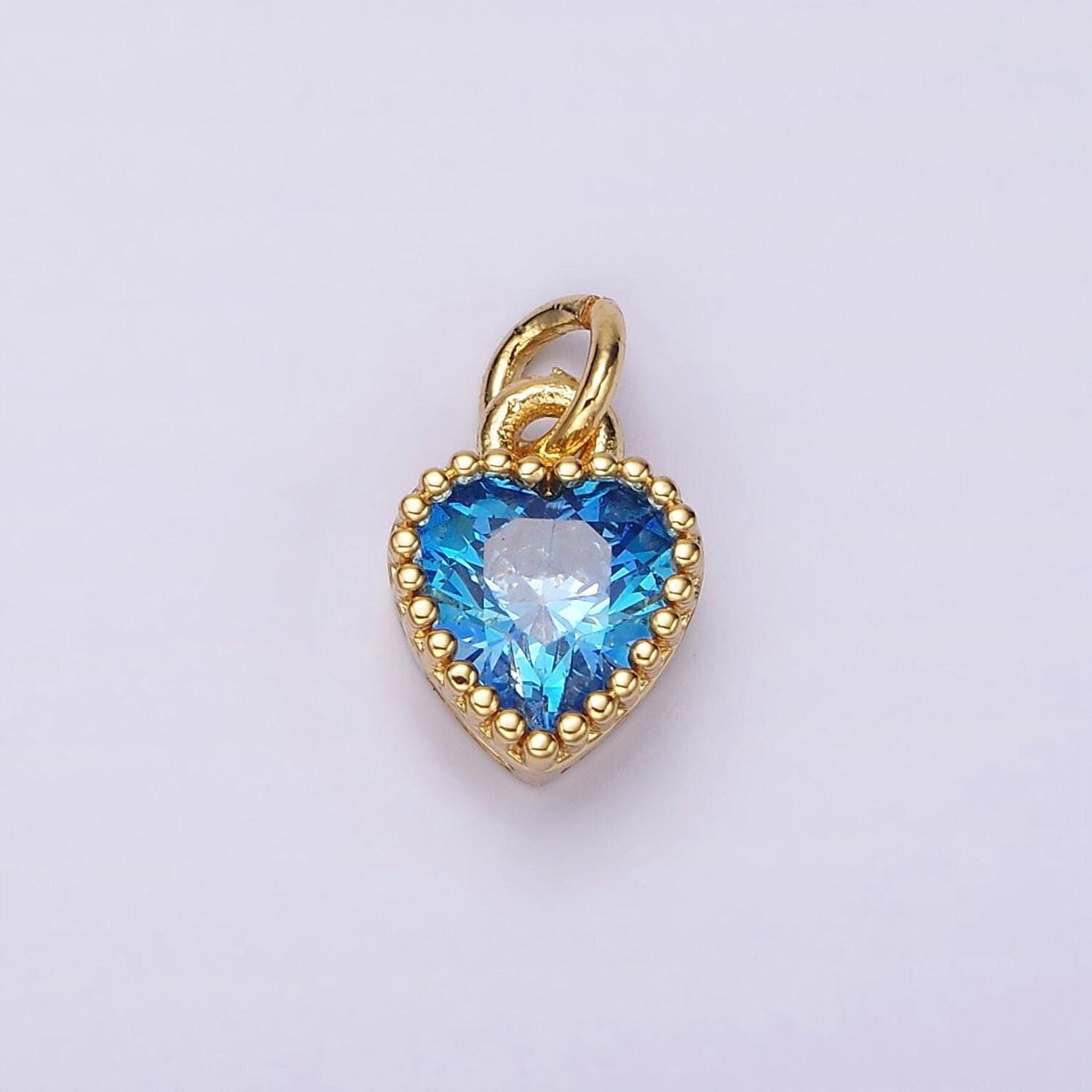 Gold filled blue heart cubic zirconia charm for add on charm earring bracelet necklace earring component | ac913