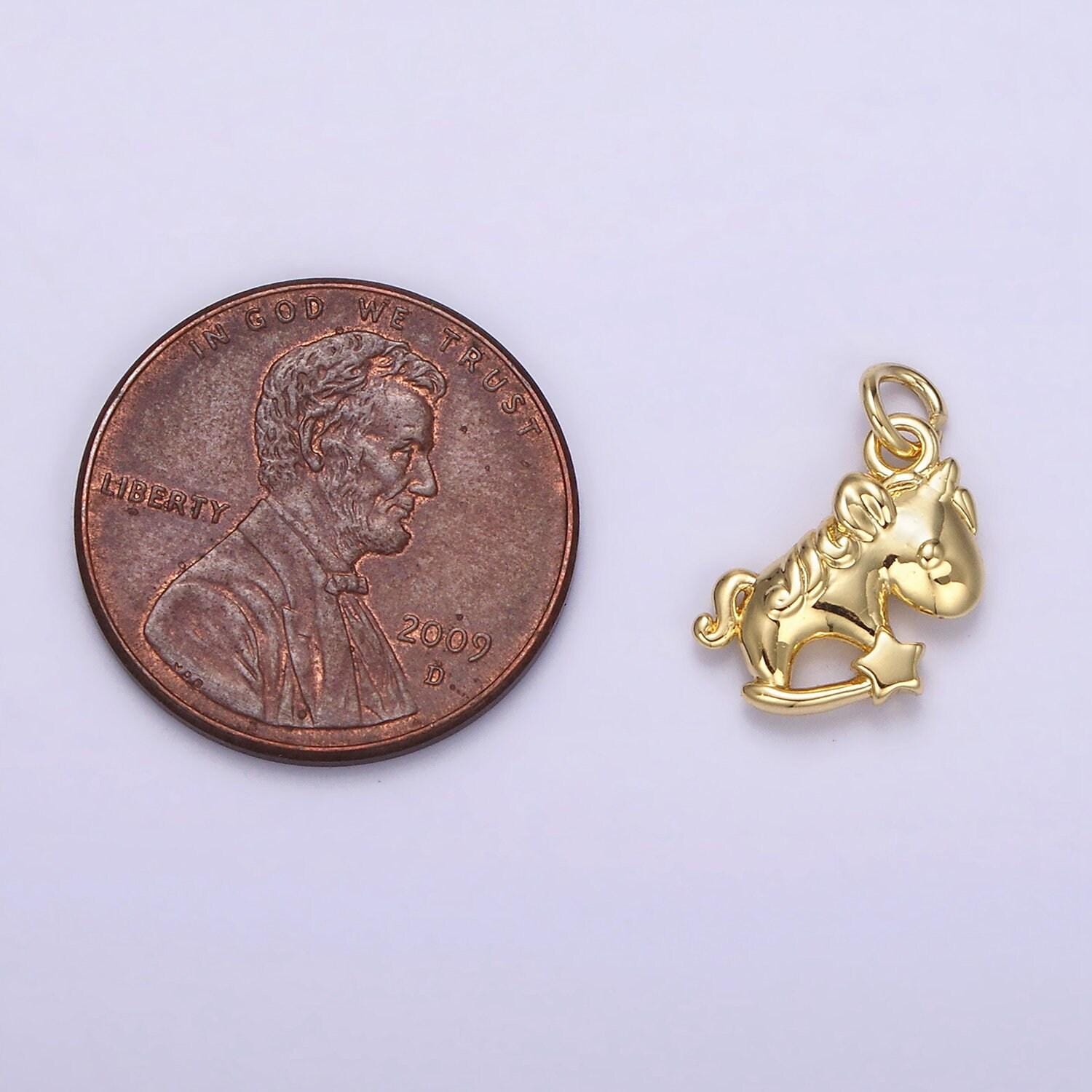 14k gold filled unicorn star puffed minimalist add-on charm | ac899