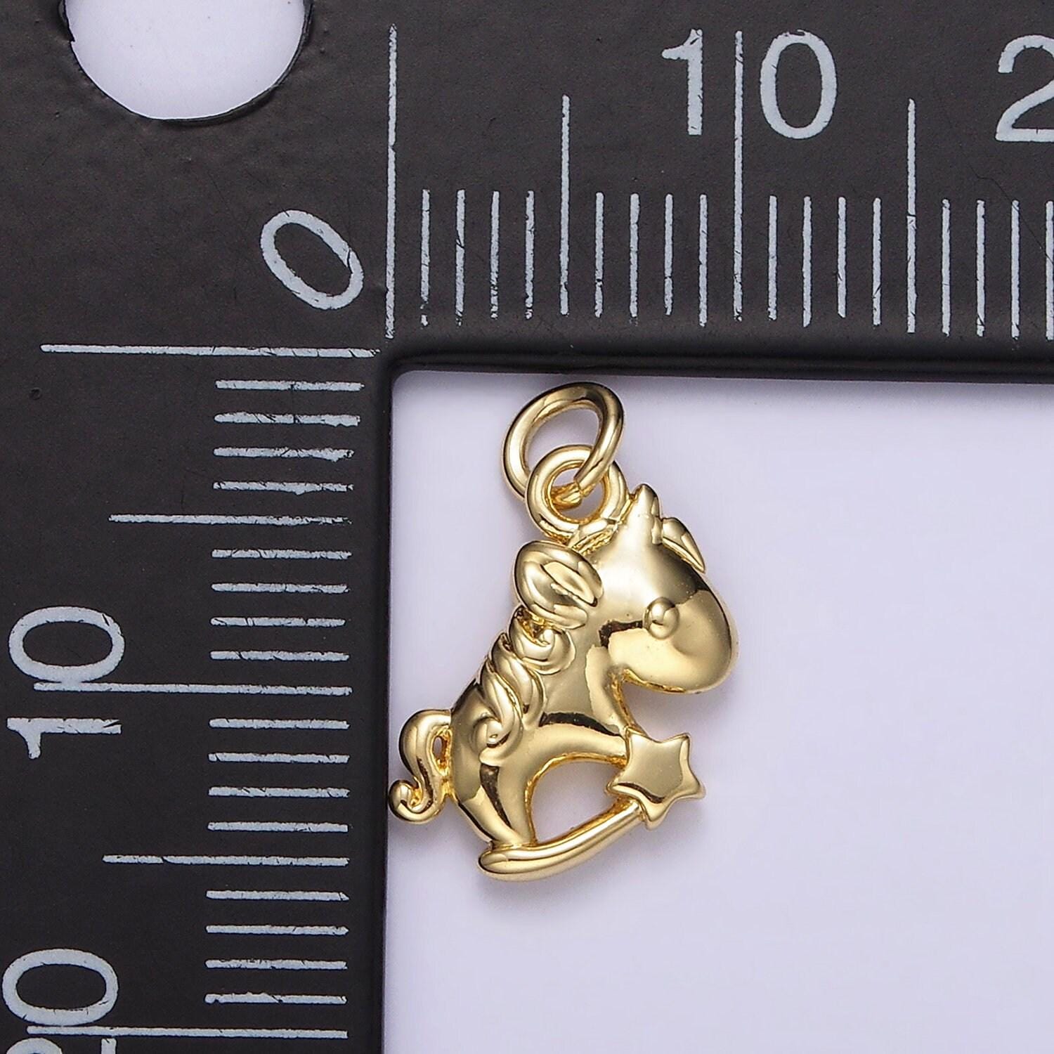 14k gold filled unicorn star puffed minimalist add-on charm | ac899