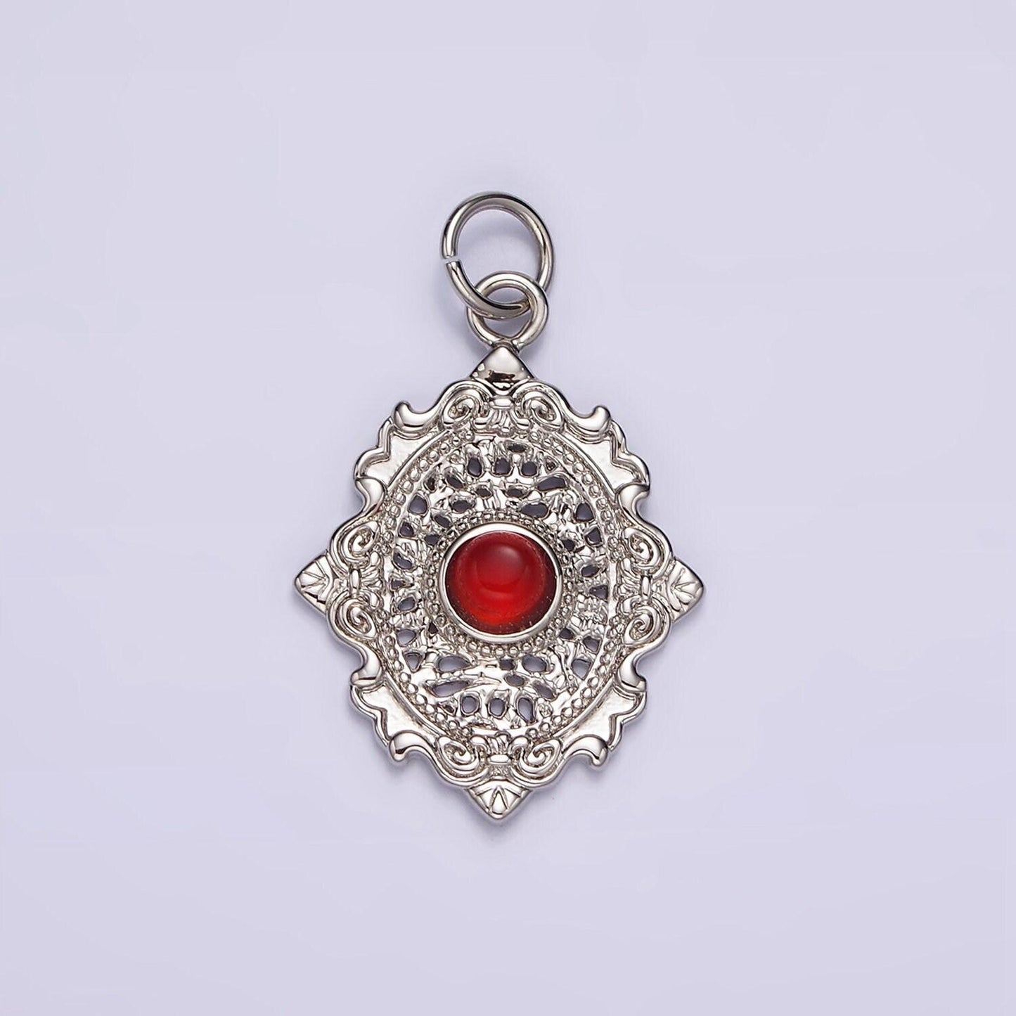 14k gold filled carnelian, agate, tiger eye dot artisan oval charm in gold & silver | ac885 - ac890