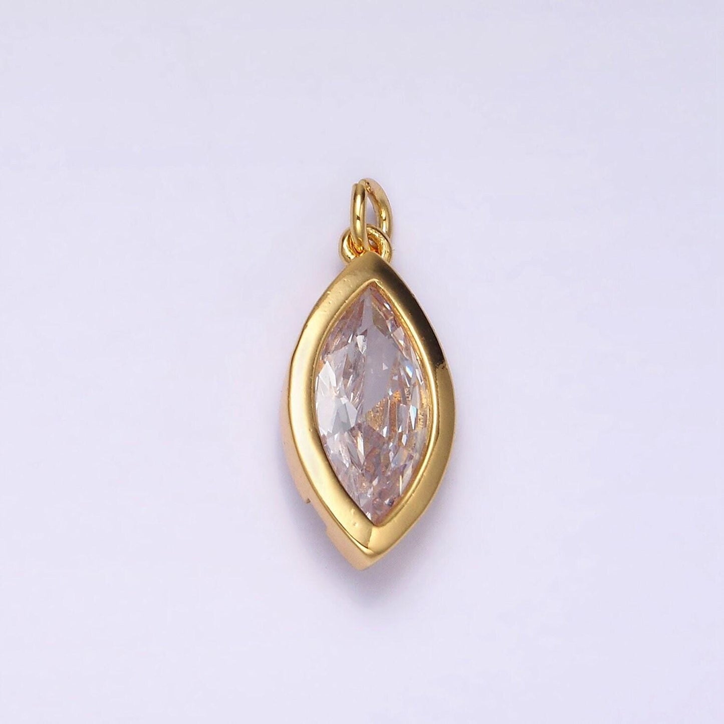 24k gold filled clear cz marquise bezel add-on charm | ac879