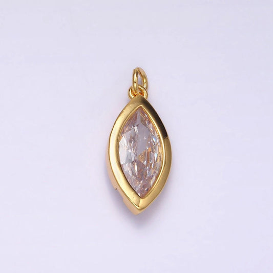 24k gold filled clear cz marquise bezel add-on charm | ac879