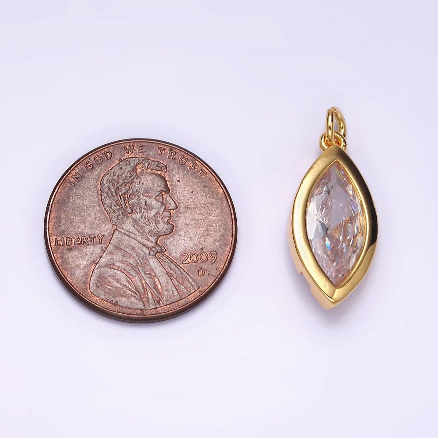 24k gold filled clear cz marquise bezel add-on charm | ac879