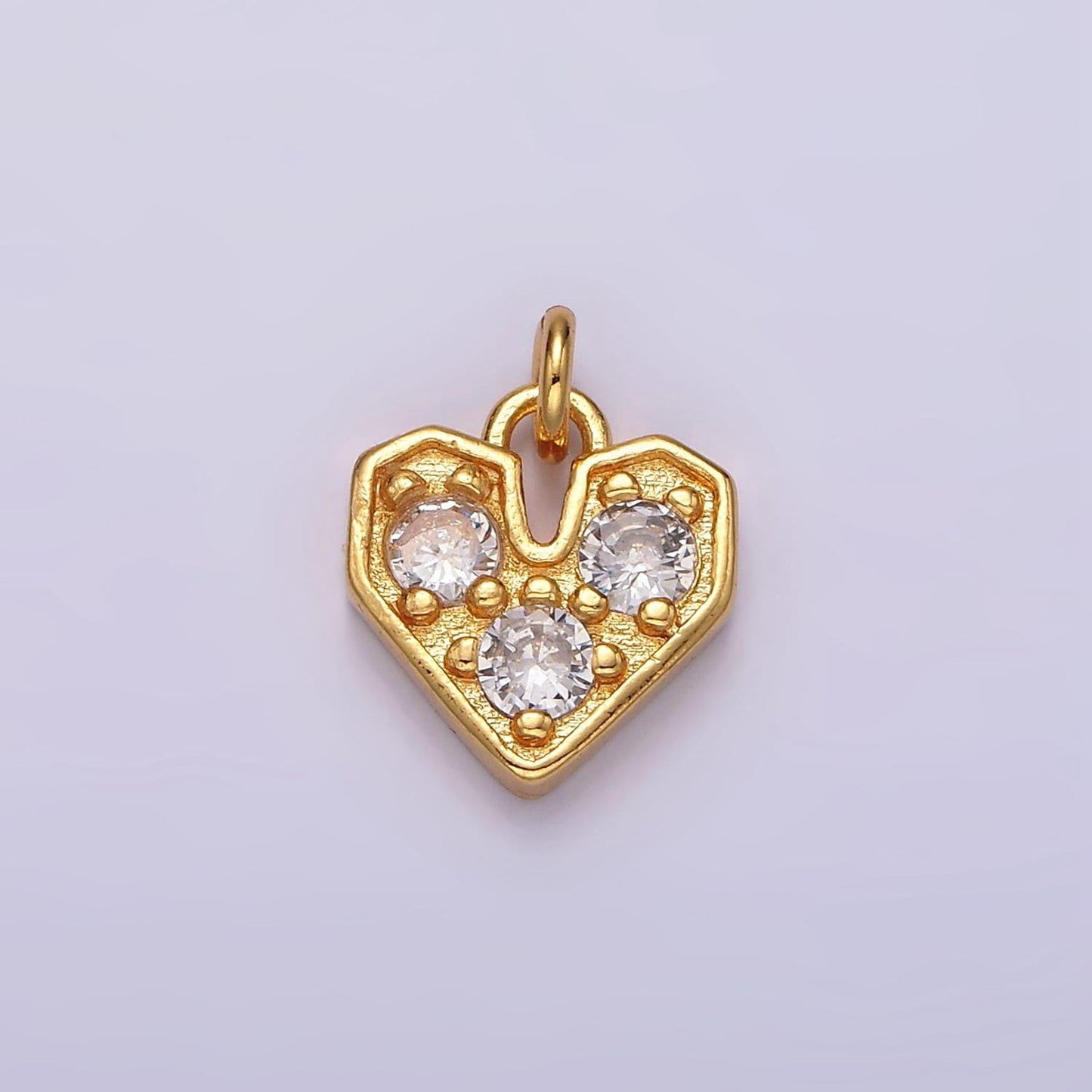 16k gold filled triple clear cz heart add-on charm | ac848
