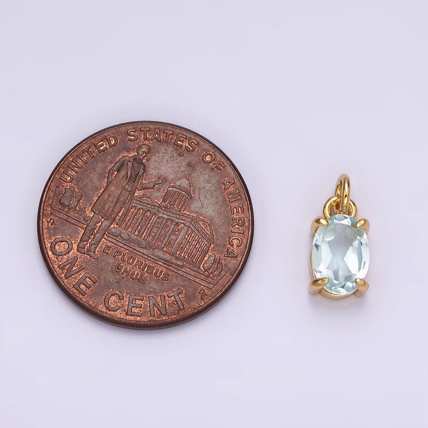 14k gold filled baby blue cz oval minimalist add-on charm | ac841