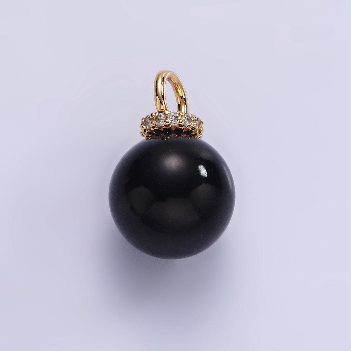 14k gold filled 12.5mm round natural gemstone micro paved cz drop personalized pendant | ac799 - ac804