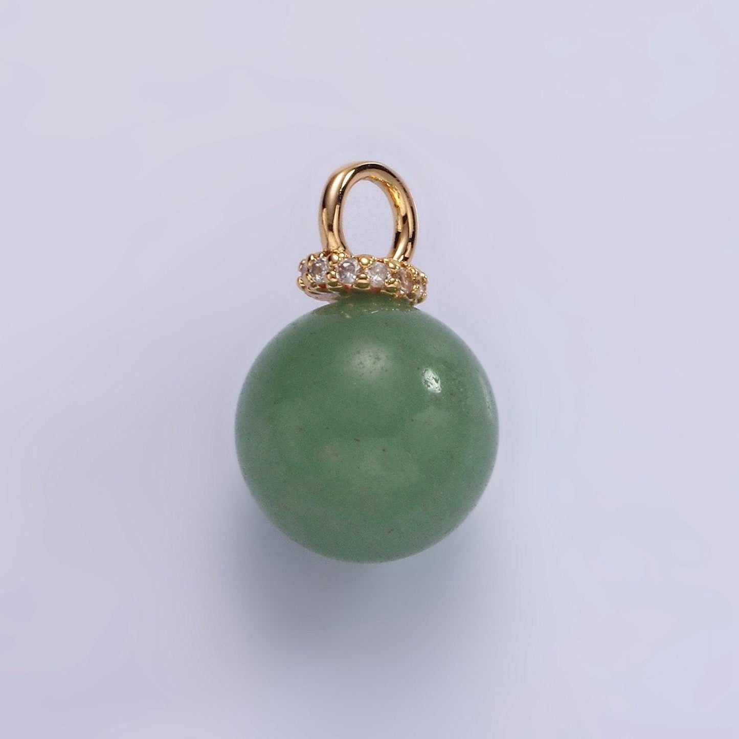14k gold filled 12.5mm round natural gemstone micro paved cz drop personalized pendant | ac799 - ac804