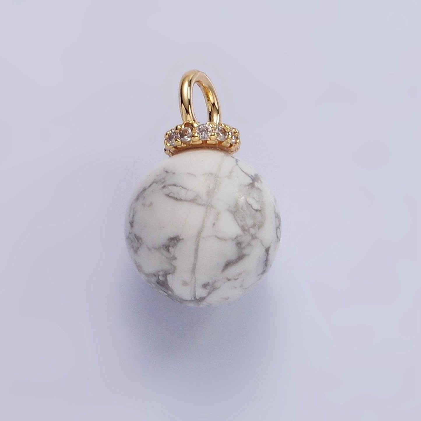 14k gold filled 12.5mm round natural gemstone micro paved cz drop personalized pendant | ac799 - ac804