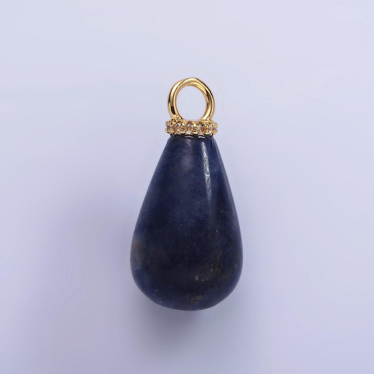 14k gold filled onyx, lapis lazuli, clear quartz, amethyst, howlite teardrop micro paved cz drop pendant | ac793 - ac797