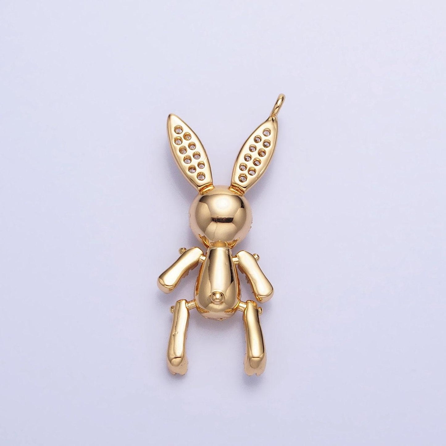 Dainty gold cz easter rabbit pendant 3d bunny charm silver gold plated dangle charm for easter jewelry inspired charm ac779