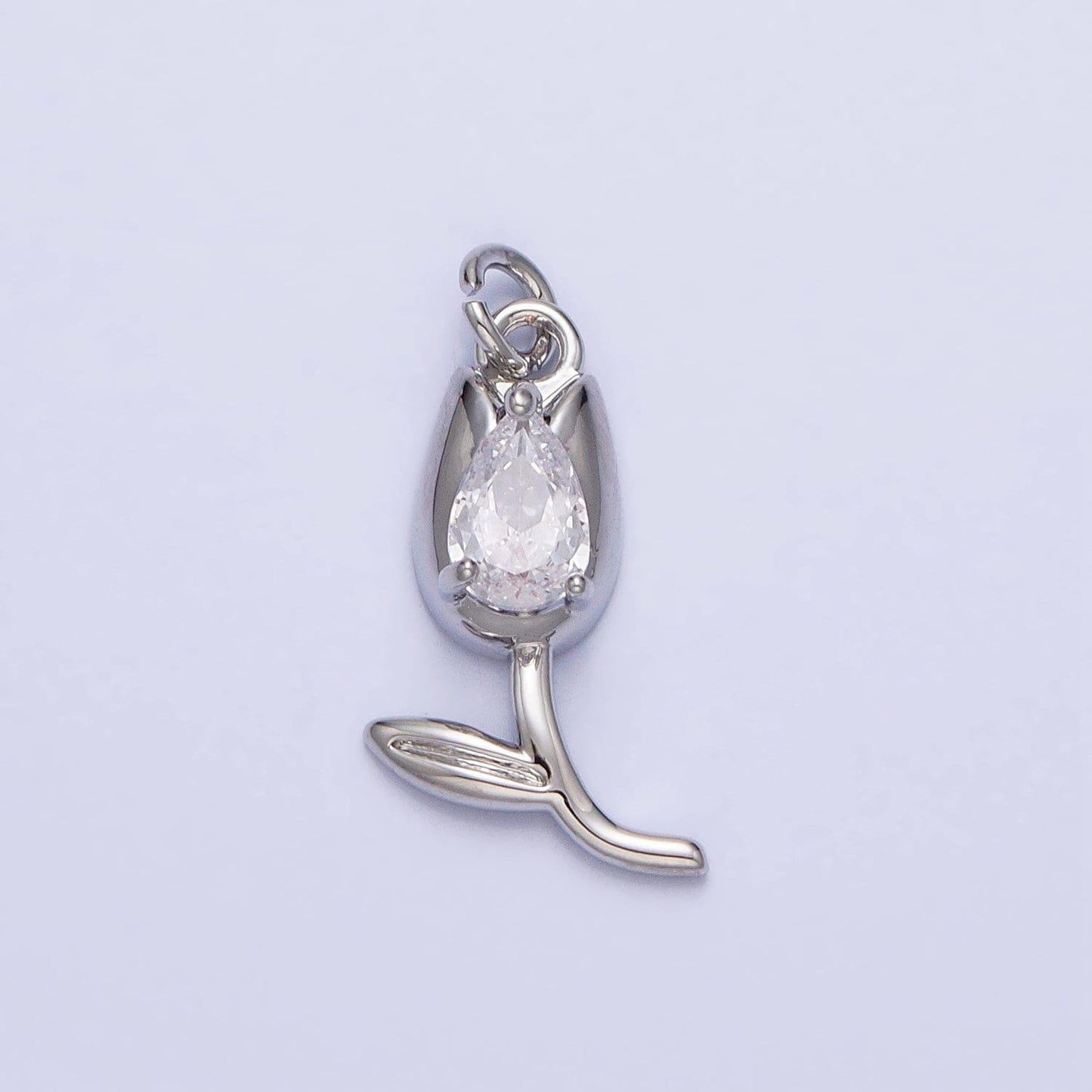 Mini gold tulip charm cz silver tulips flower buds pendant ac777 ac778