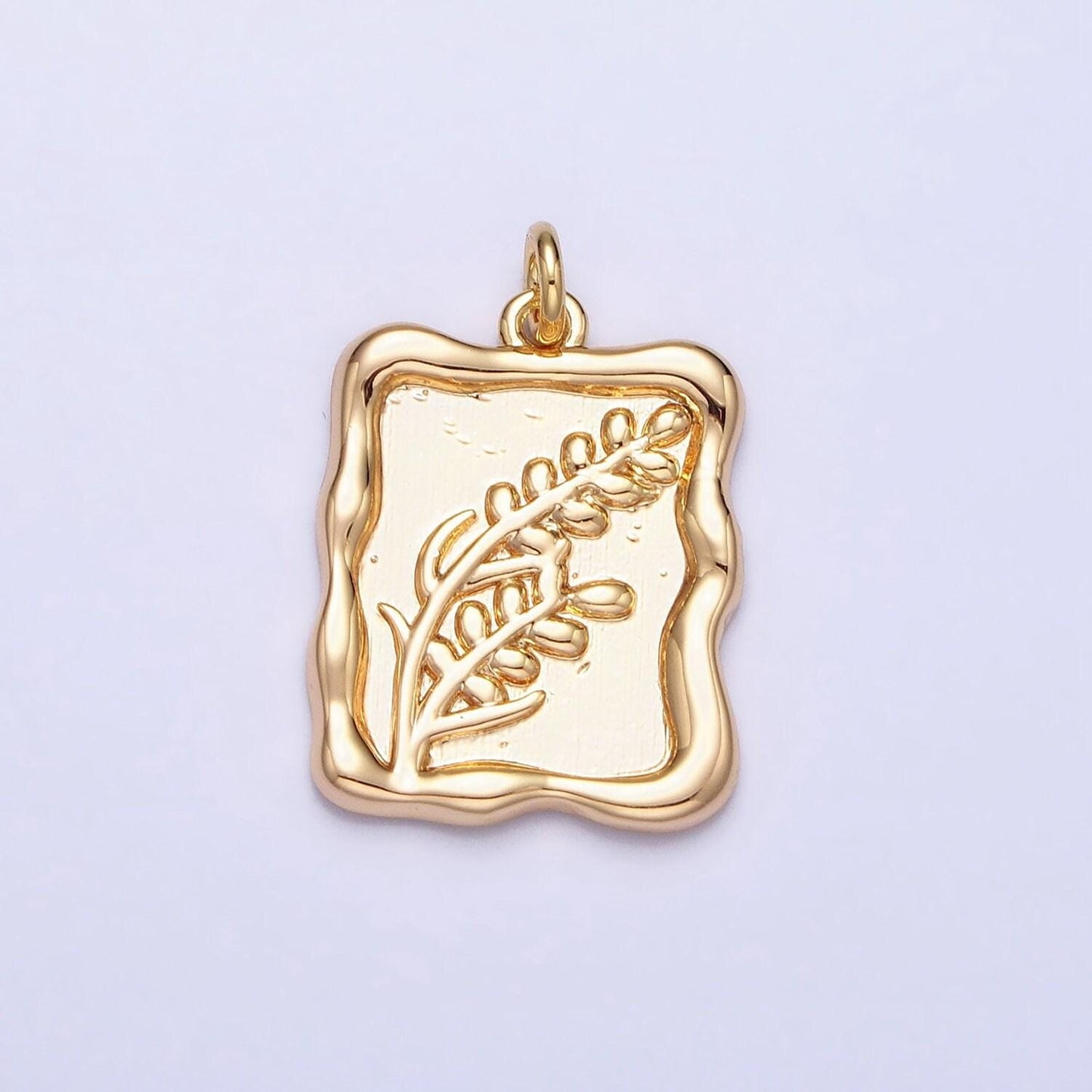 Gold lavender flower dainty minimalist charm square gold floral charm for bracelet necklace earring component ac775