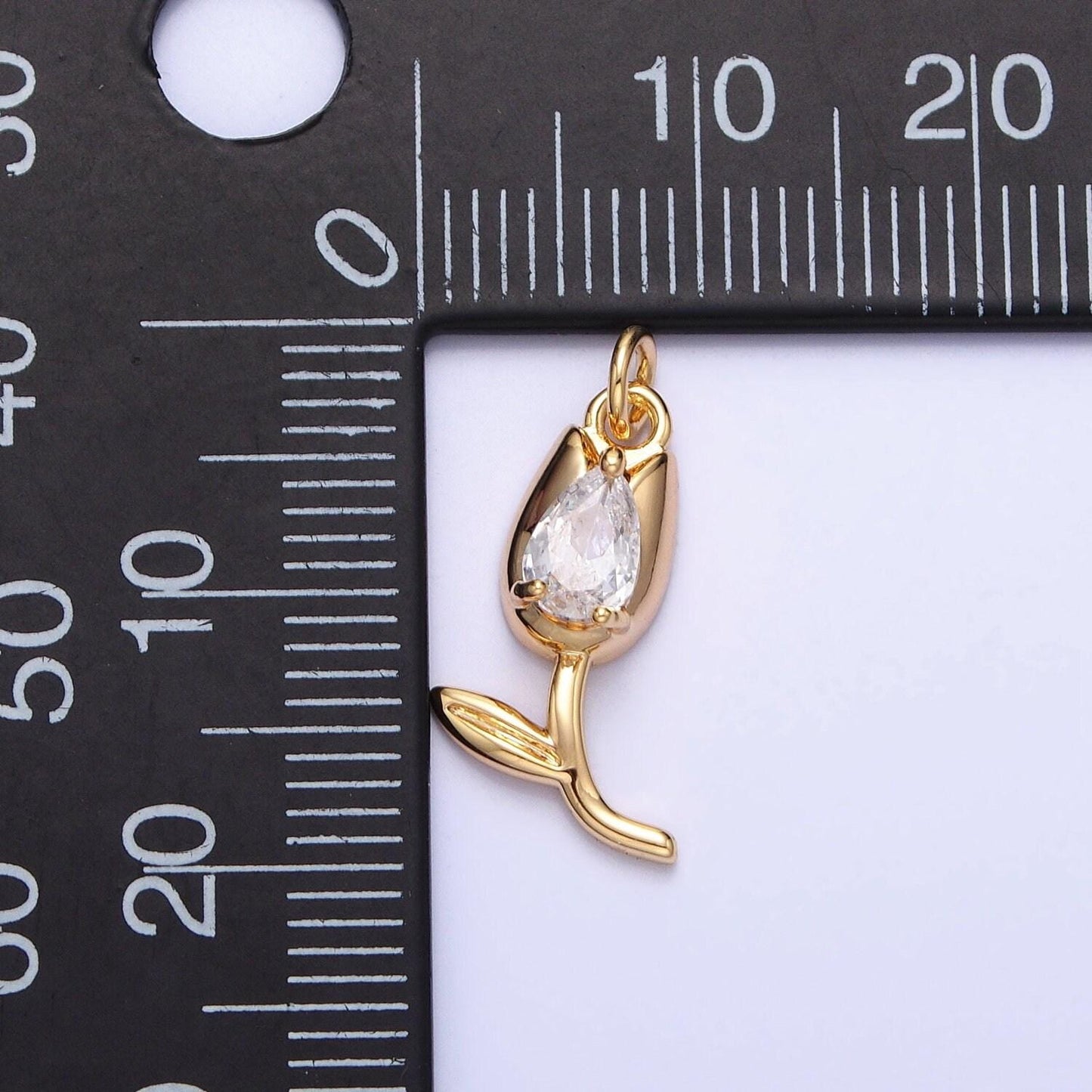 Mini gold tulip charm cz silver tulips flower buds pendant ac777 ac778