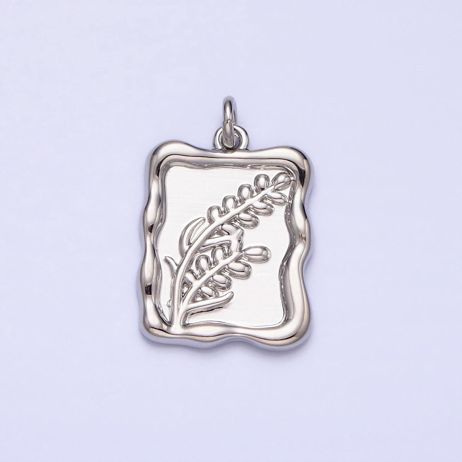 Gold lavender flower dainty minimalist charm square gold floral charm for bracelet necklace earring component ac775
