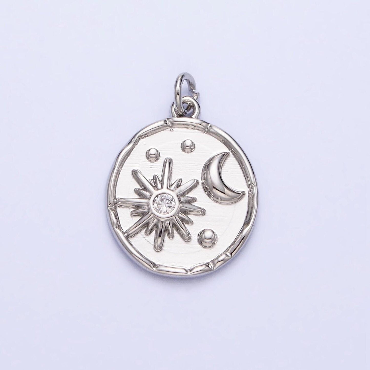 Dainty gold sun with moon in coin charm silver celestial jewelry ac755 ac756