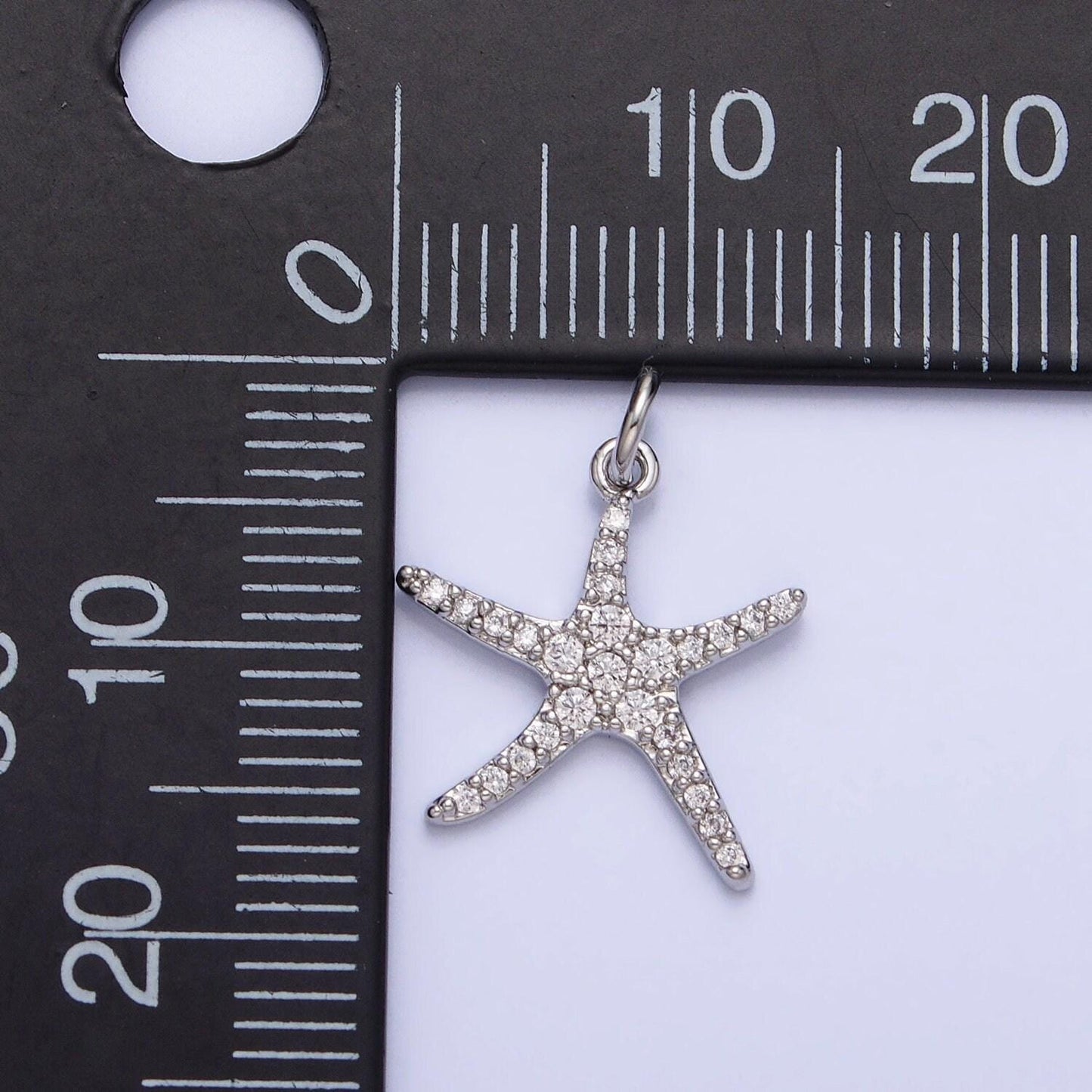Gold plated starfish micro pave cz clear stone pendant minimalistic animal star fish dainty crystal cz charm | ac-749