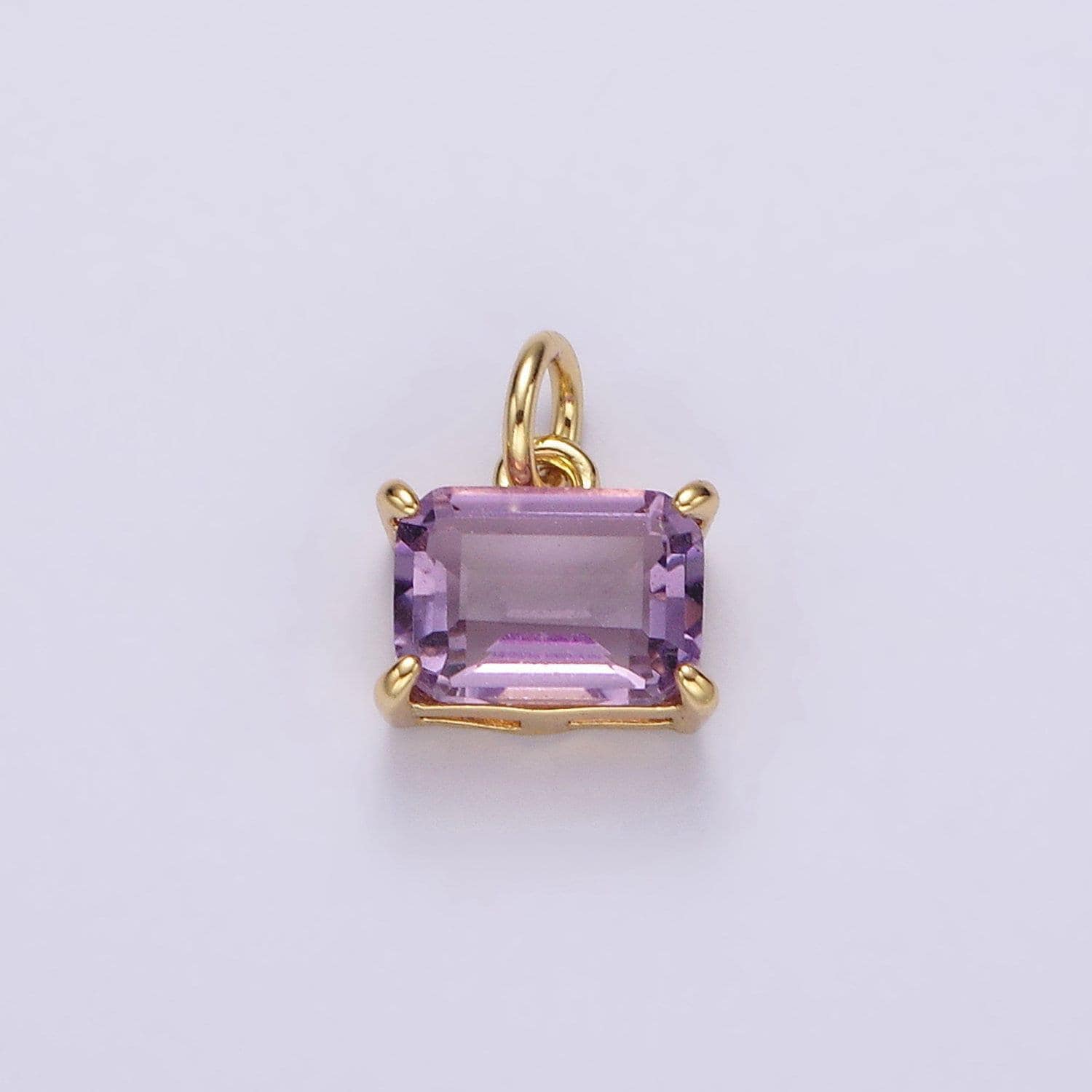 14k gold filled purple amethyst baguette cz bezel add-on charm | ac728