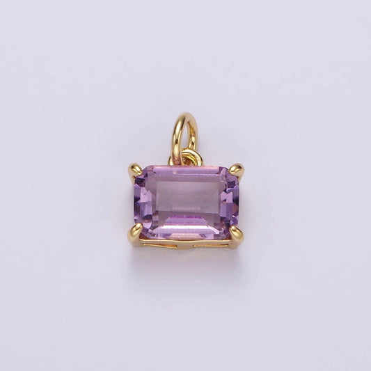 14k gold filled purple amethyst baguette cz bezel add-on charm | ac728