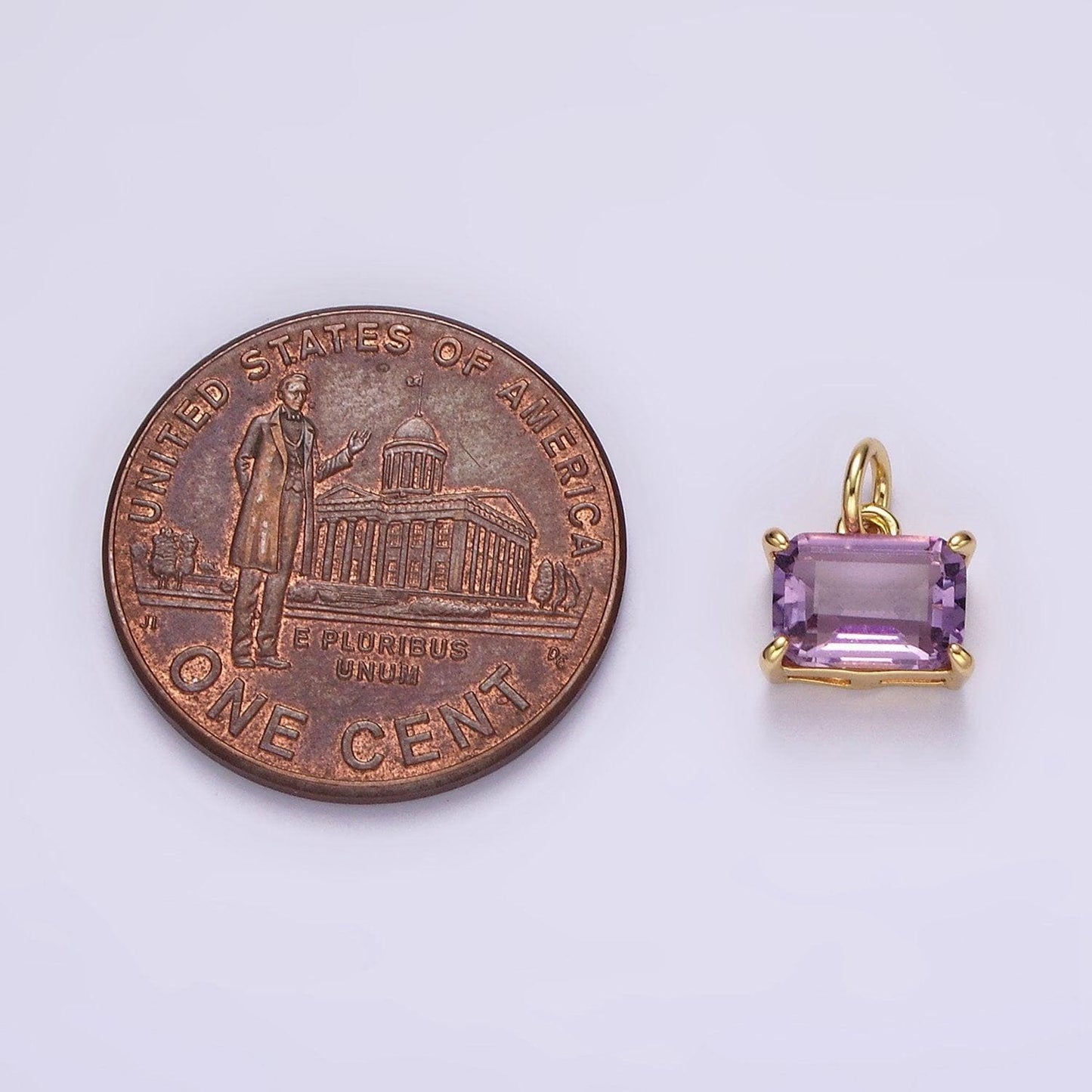 14k gold filled purple amethyst baguette cz bezel add-on charm | ac728