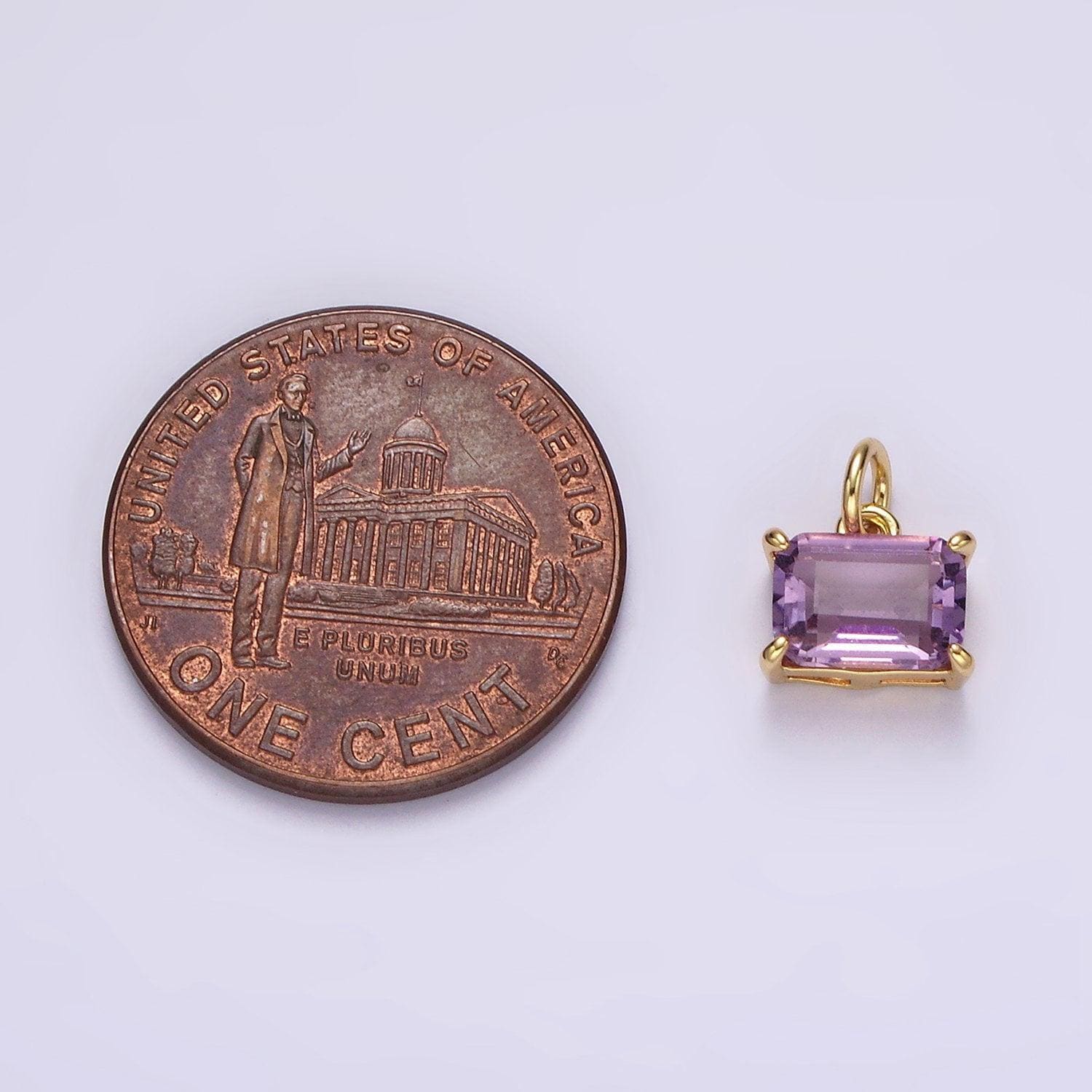 14k gold filled purple amethyst baguette cz bezel add-on charm | ac728