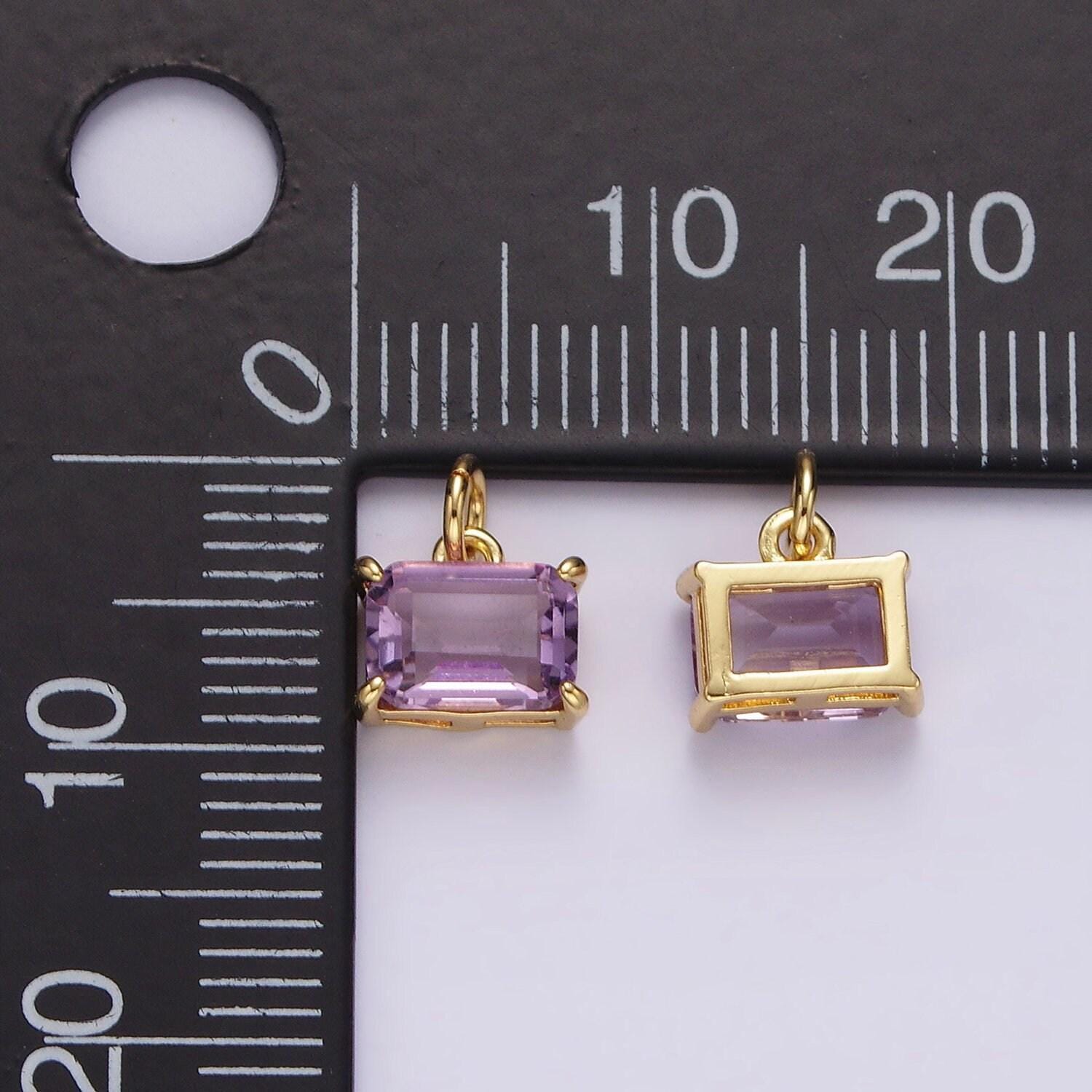 14k gold filled purple amethyst baguette cz bezel add-on charm | ac728