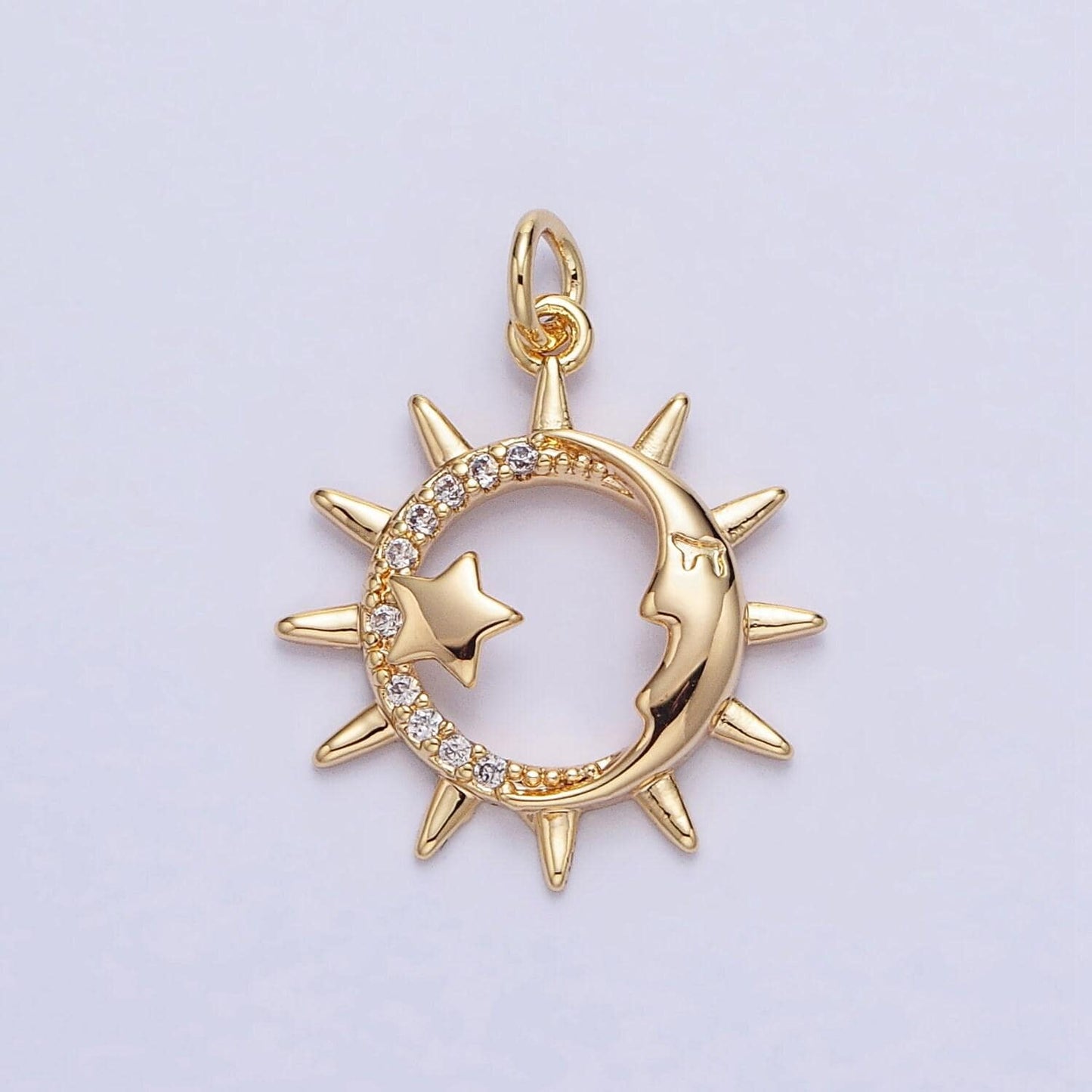 Dainty sun burst clear clearcubic zirconia charm pendant cz star celestial charm bracelet necklace earring supply ac711