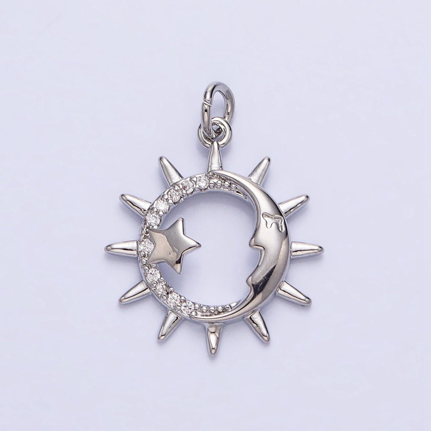 Dainty sun burst clear clearcubic zirconia charm pendant cz star celestial charm bracelet necklace earring supply ac711
