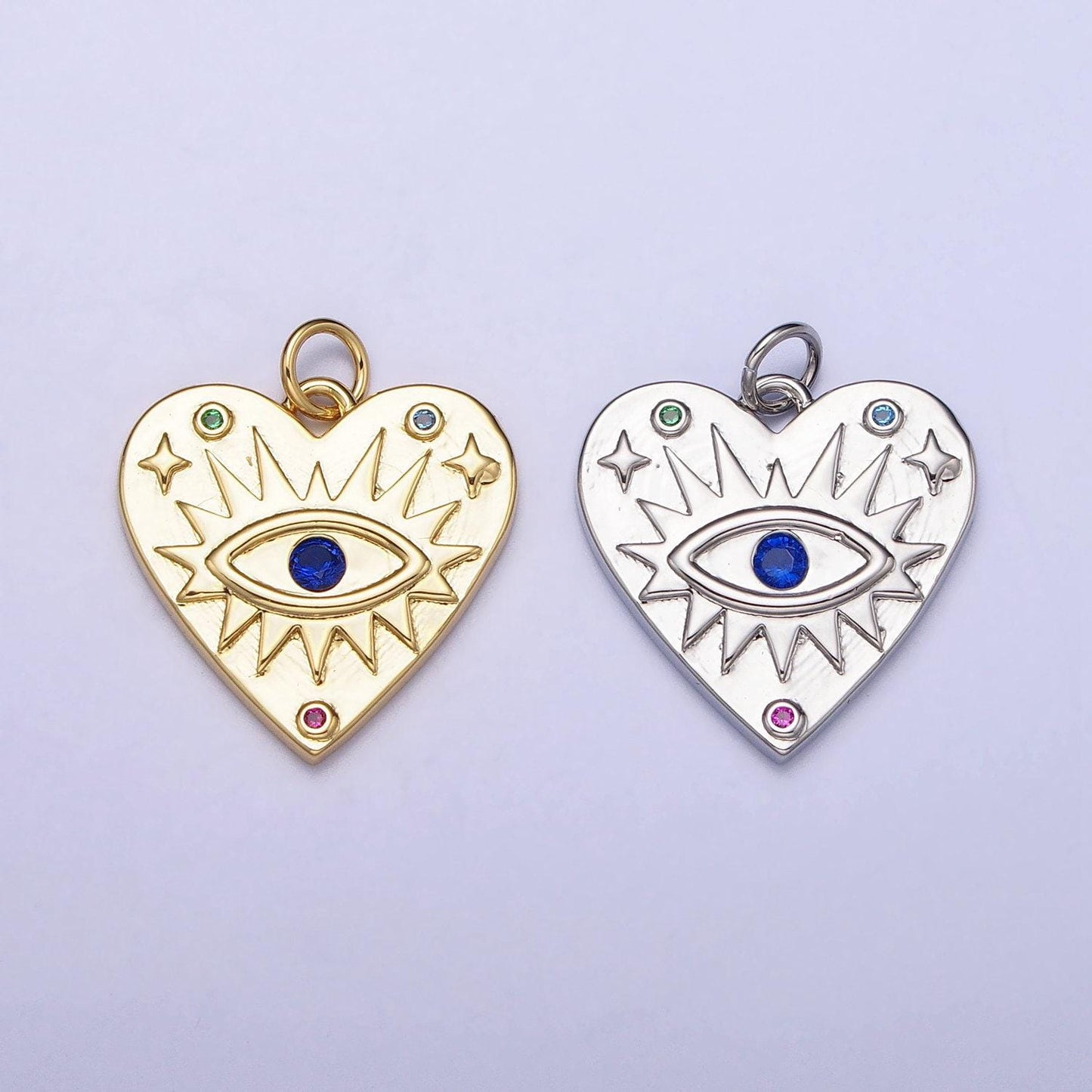 Mini heart evil eye charm gold plated over brass blue eye cz pendant for amulet jewelry pendant necklace bracelet earring supply ac668