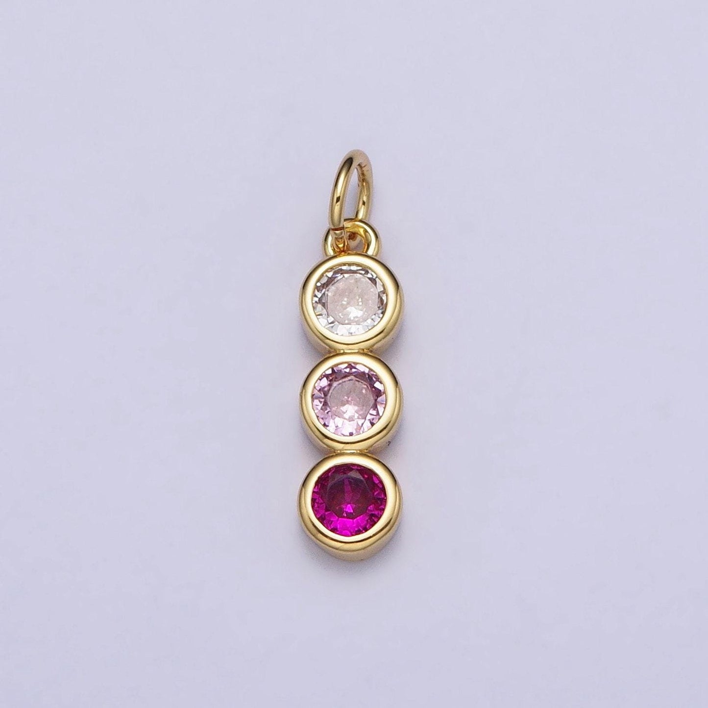 Mini three little stone charm cubic zirconia for add on charm bezel cut charm ac662 ac663