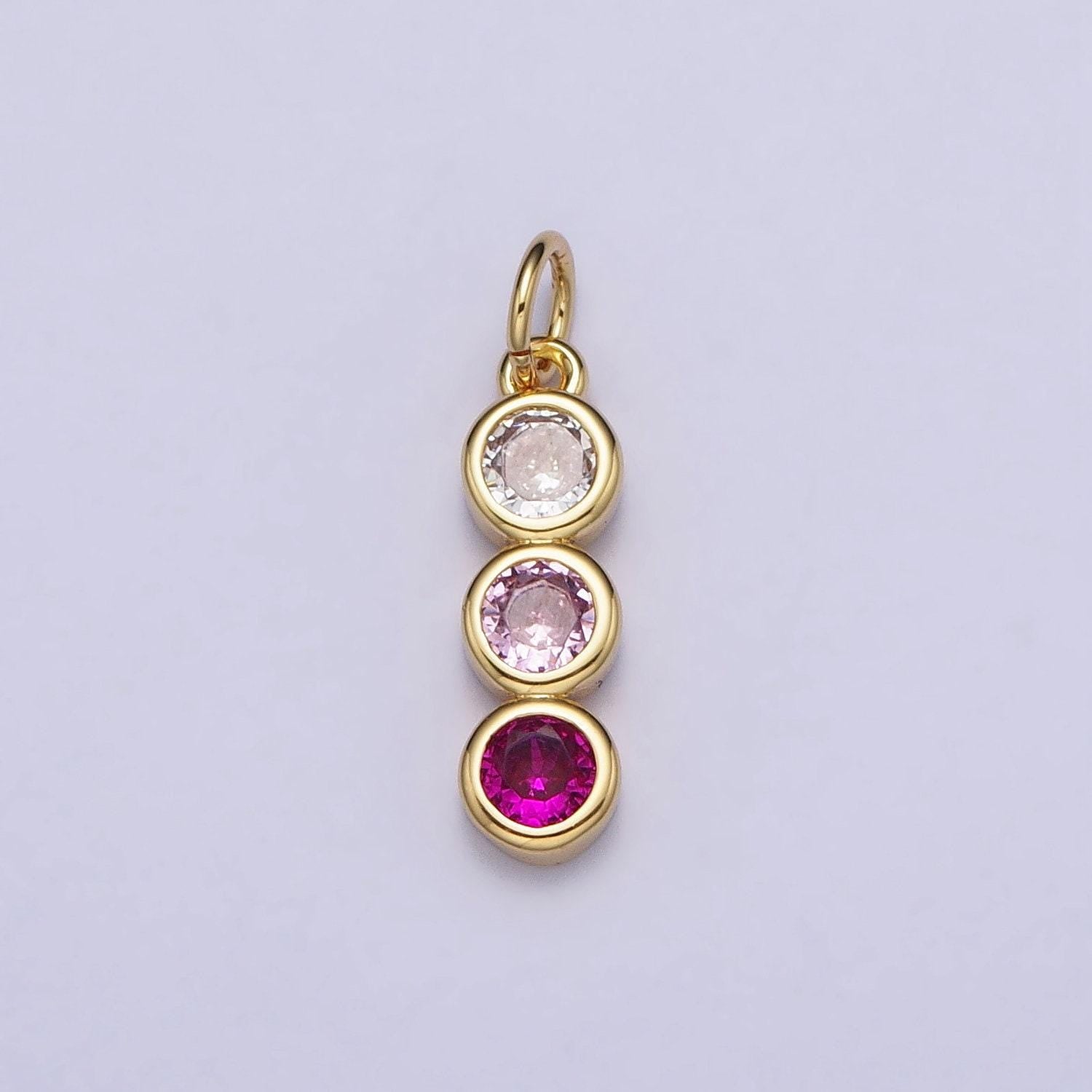 Mini three little stone charm cubic zirconia for add on charm bezel cut charm ac662 ac663