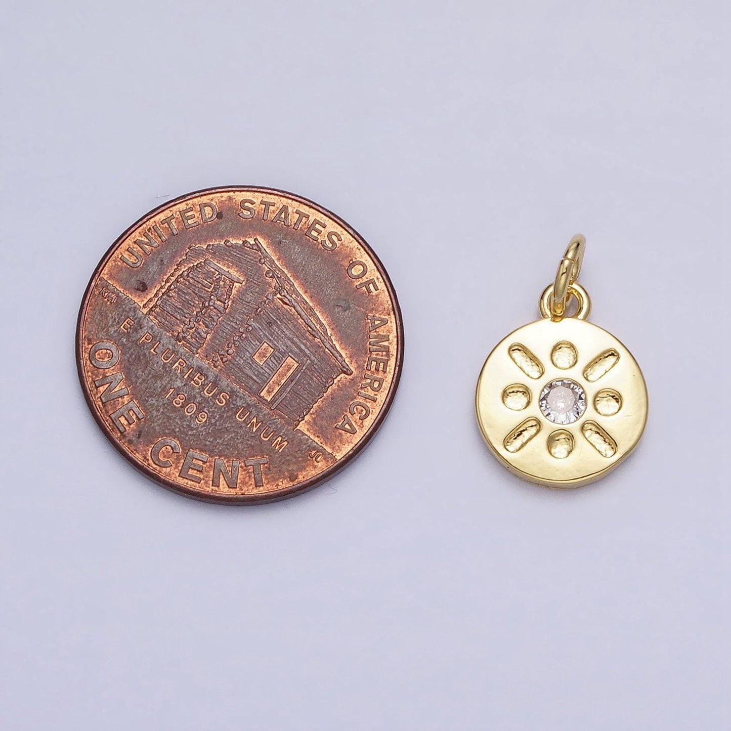 Mini gold sun coin pendant celestial jewelry diy charm add on necklace bracelet earring ac655