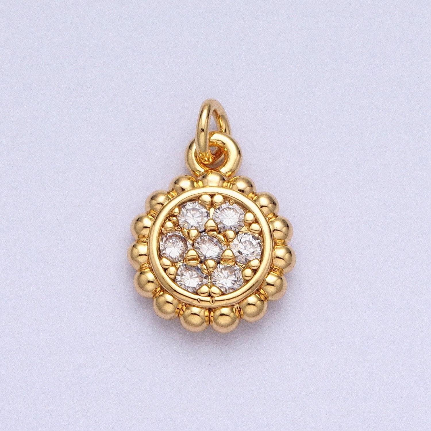 Mini sun pendant, celestial cubic charm, jewelry supply beaded charm 18k gold filled finding for necklace bracelet supply ac605