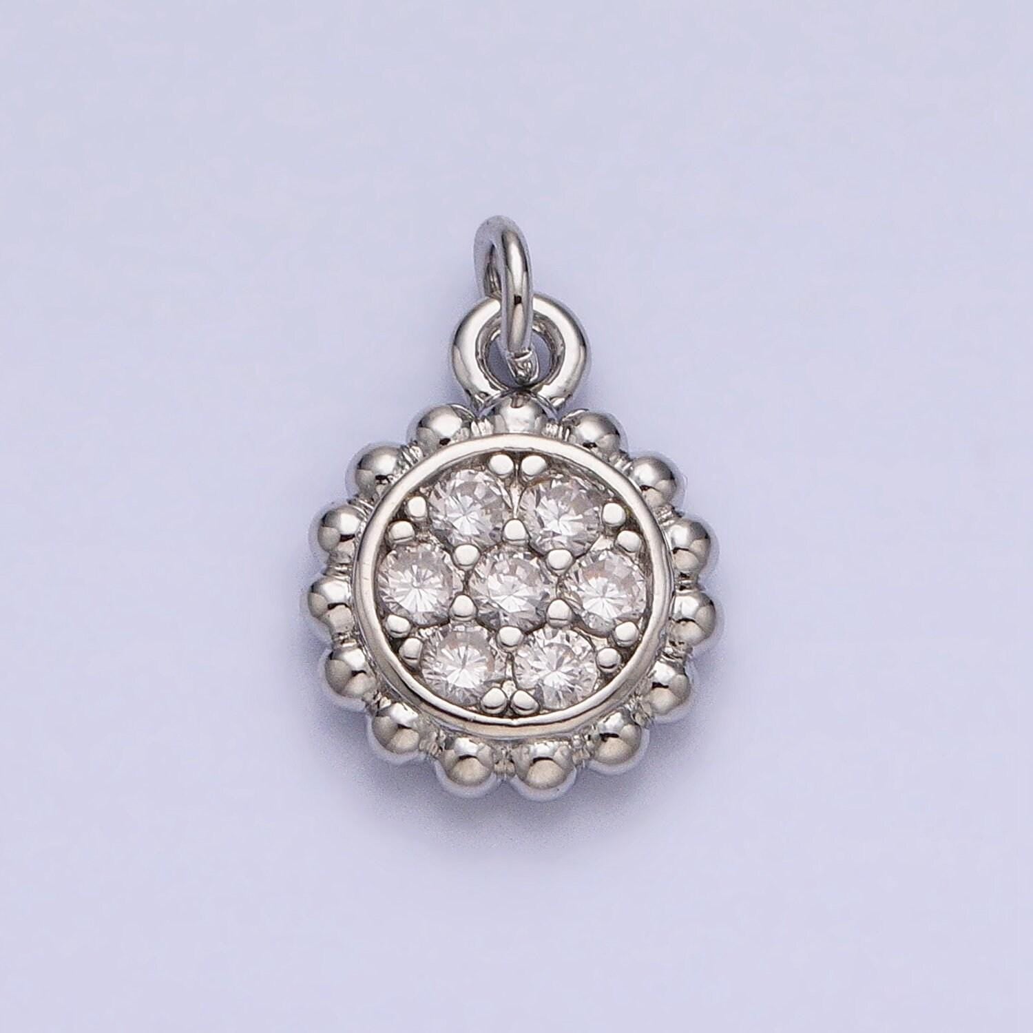Mini sun pendant, celestial cubic charm, jewelry supply beaded charm 18k gold filled finding for necklace bracelet supply ac605