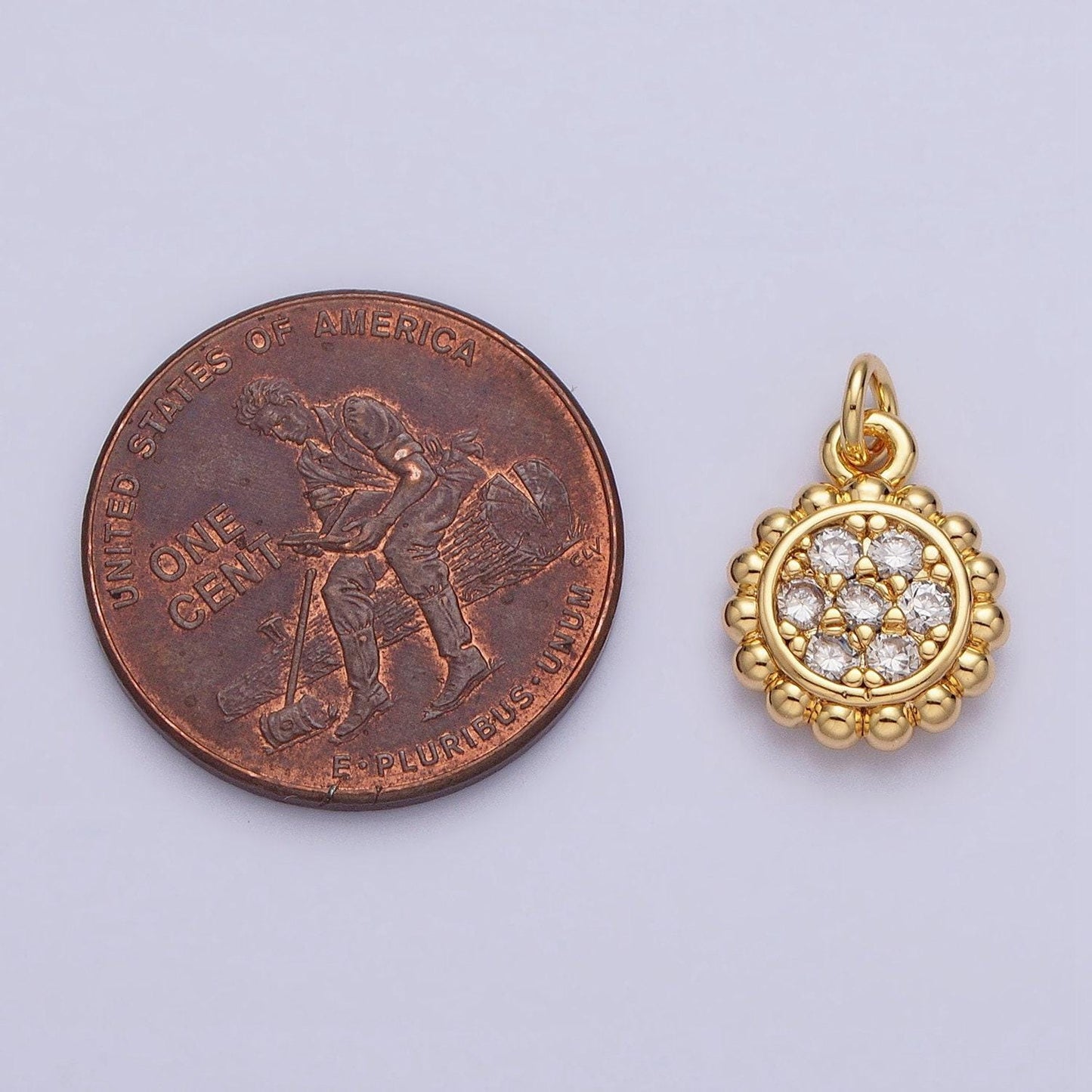 Mini sun pendant, celestial cubic charm, jewelry supply beaded charm 18k gold filled finding for necklace bracelet supply ac605
