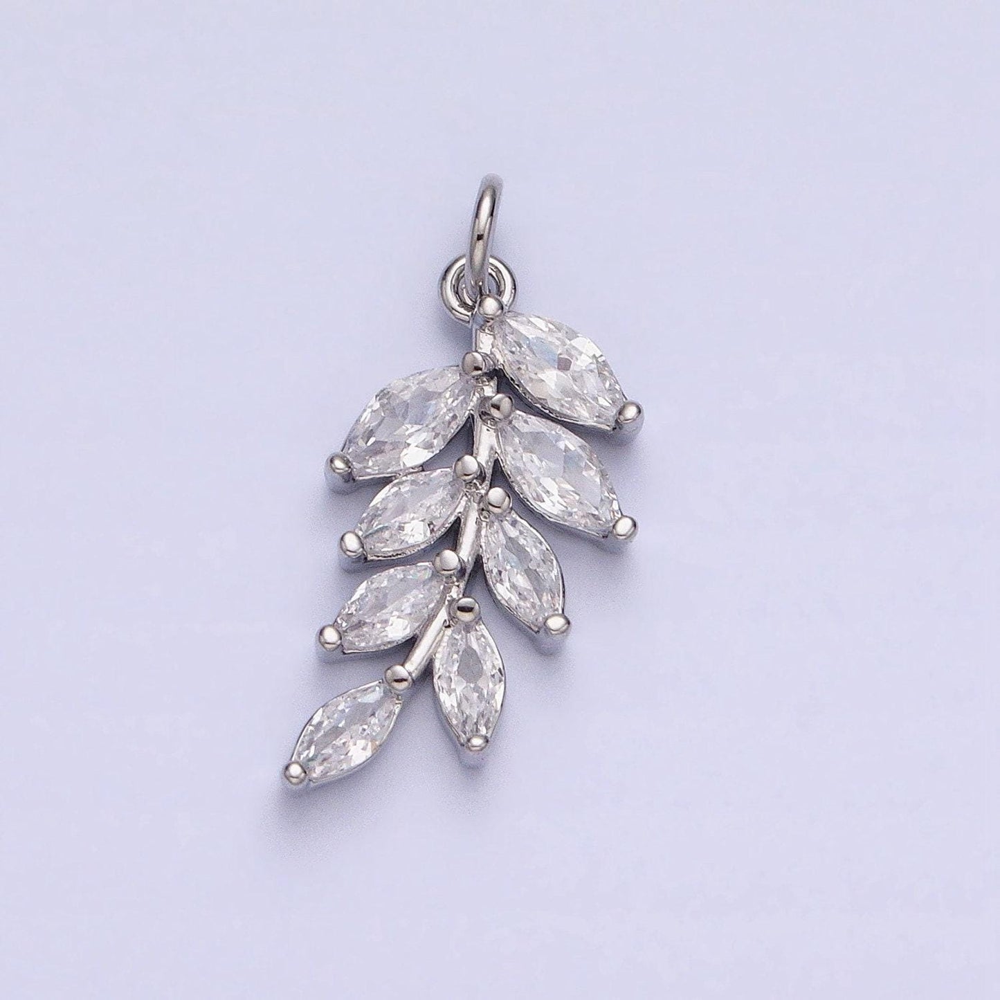 Mini marquise cz gold plated olive branch leaf charm, earring supplies, necklace, bracelet, jewelry pendant charms ac-606