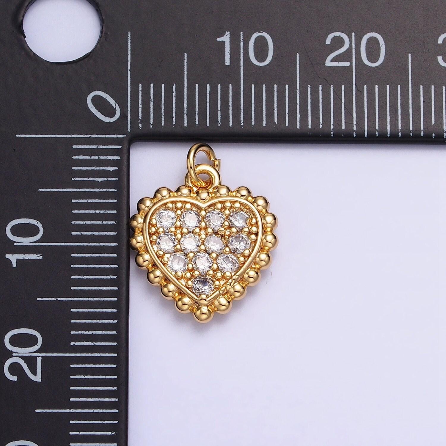 Mini heart pendant, star cubic charm, jewelry suppliers, beaded charm, 18k gold filled finding for necklace bracelet supply ac603