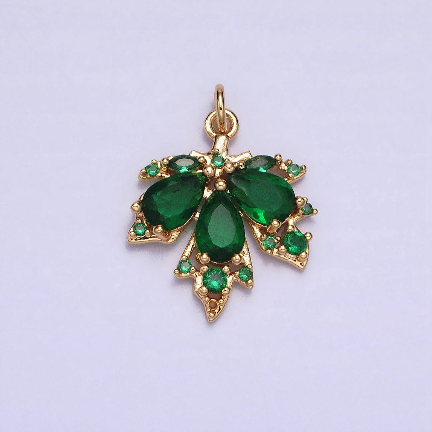 Red green cubic silver gold maple leaf pendant, minimalistic 16k gold filled autumn fall winter leaf maple leaves charm | ac600
