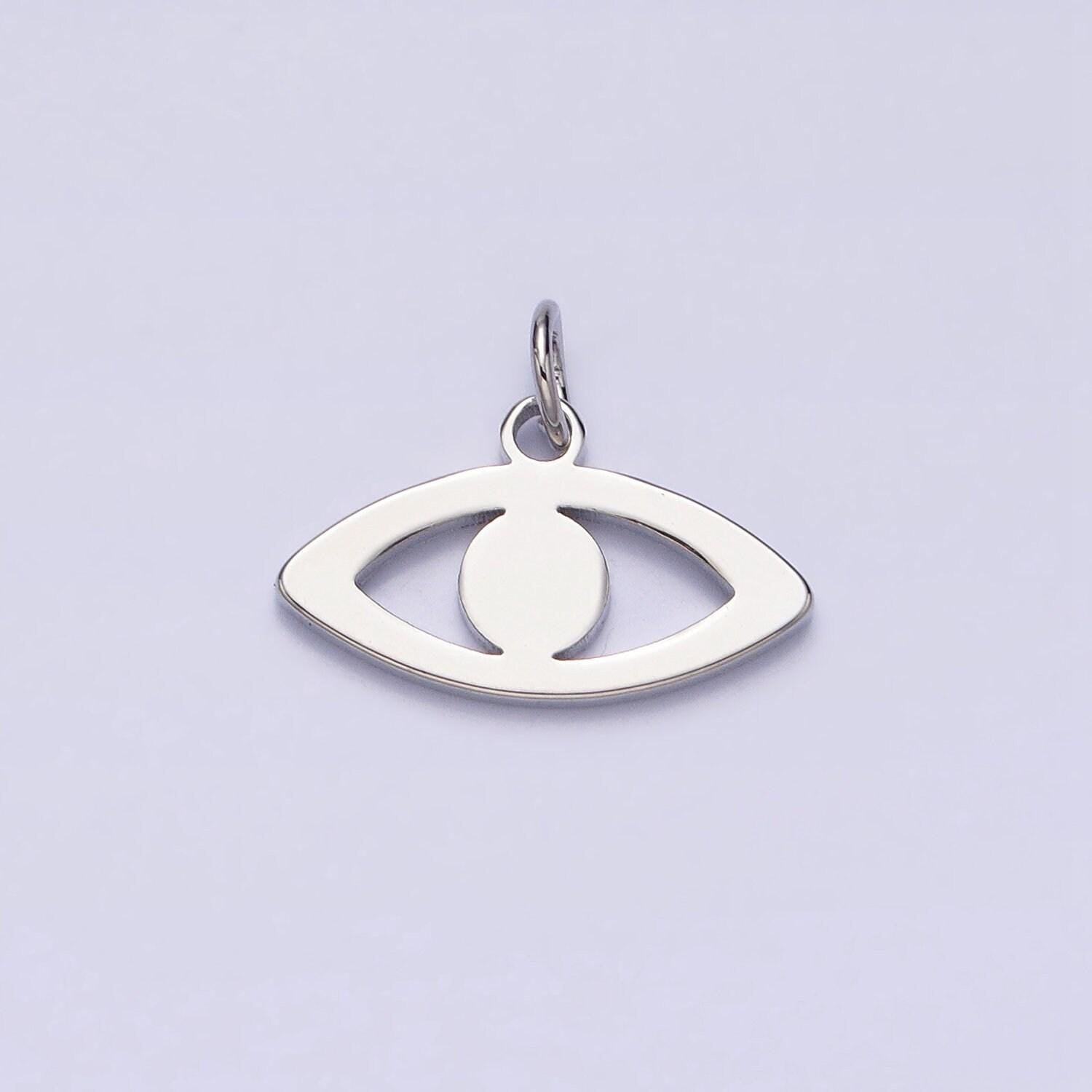 Mini gold plated evil eye charm silver evil eye findings minimalist evil eye charm for necklace bracelet earring ac564
