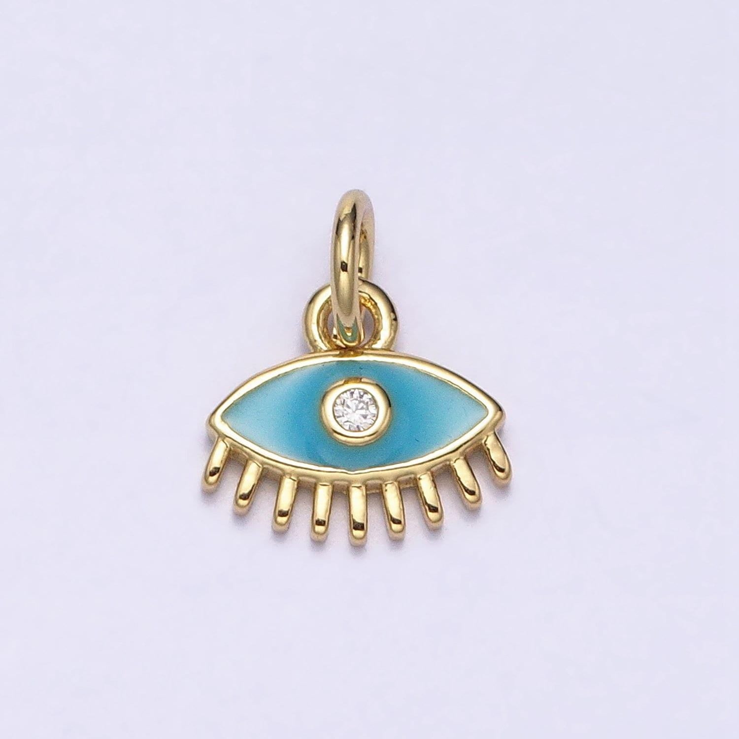 14k gold filled evil eye pendant in blue pink white black enamel | diy fashion jewelry charm add on necklace bracelet earring | ac560