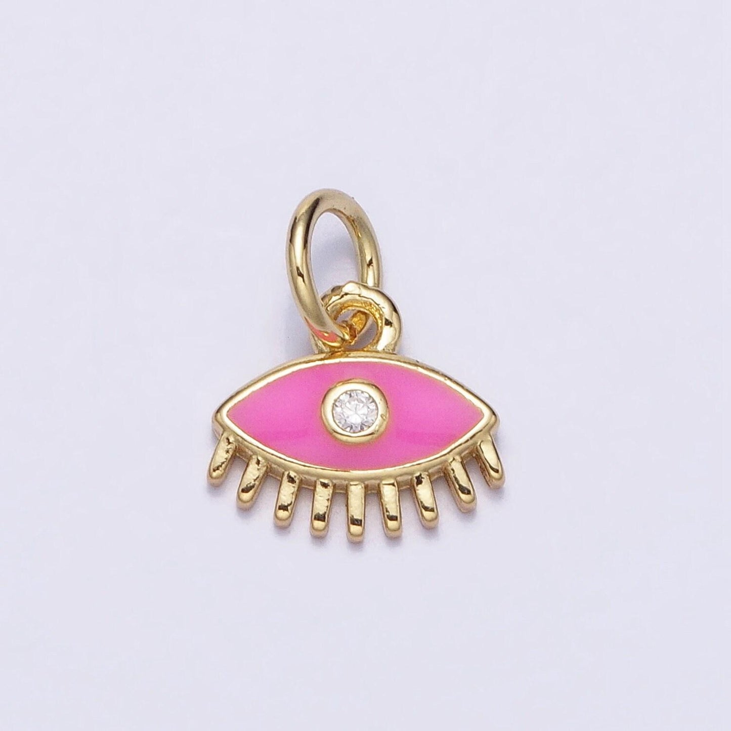 14k gold filled evil eye pendant in blue pink white black enamel | diy fashion jewelry charm add on necklace bracelet earring | ac560